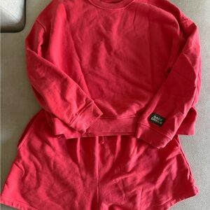Daily Drills Coral-Red Crewneck Sweat Set